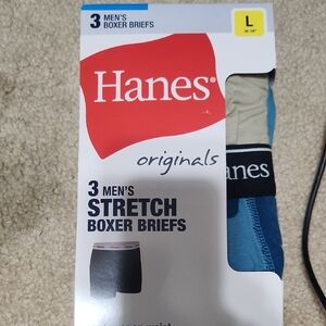 Hanes Blue and Gray Boxer Briefs Stretch Comfort